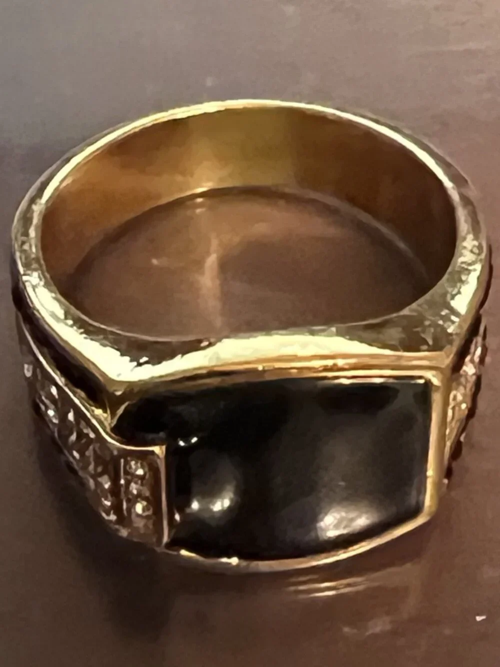 Goldtone and Enamel Ring Size 11, 12, 12.5 (419)